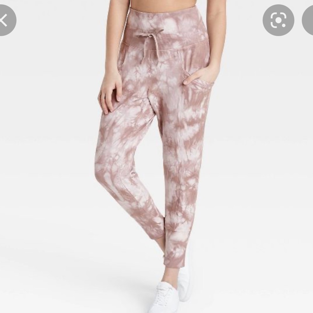All in Motion Target High Rise Ribbed Jogger in Pink Tie Dye XS